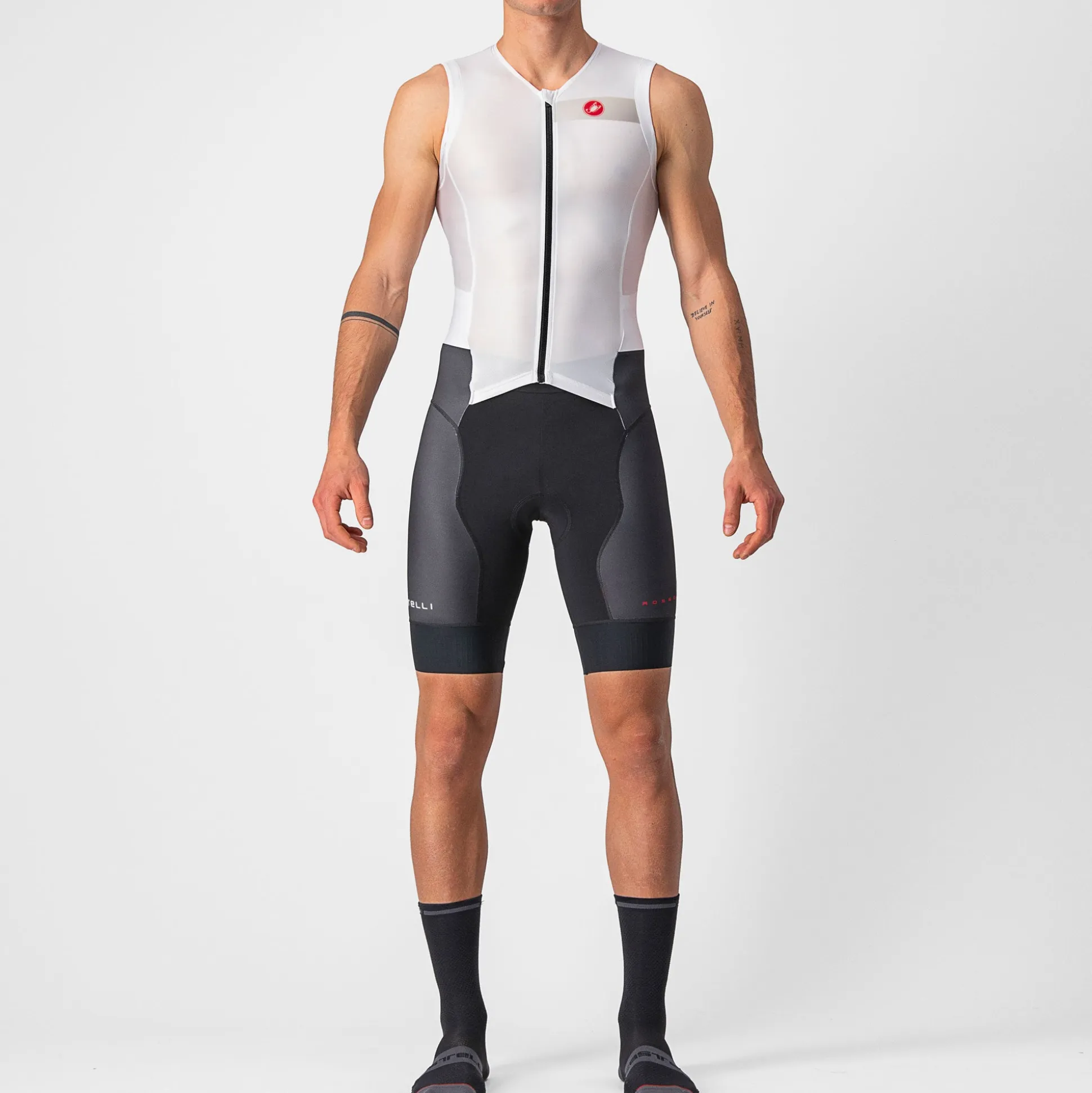 Body senza maniche Castelli Free Sanremo 2 Suit - Bianco nero