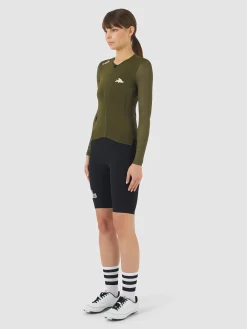 Maglia donna maniche lunghe Cafe du Cycliste Roxane - Verde