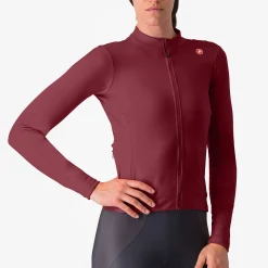 Maglia donna maniche lunghe Castelli Espresso Thermal - Bordeaux