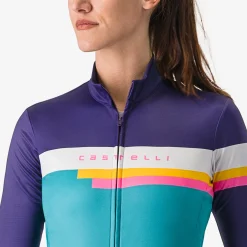 Maglia donna maniche lunghe Castelli Tornare - Azzurro