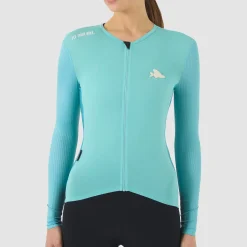 Maglia donna maniche lunghe Cafe du Cycliste Roxane - Azzurro