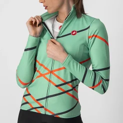Maglia maniche lunghe donna Castelli Diagonal - Verde Acqua