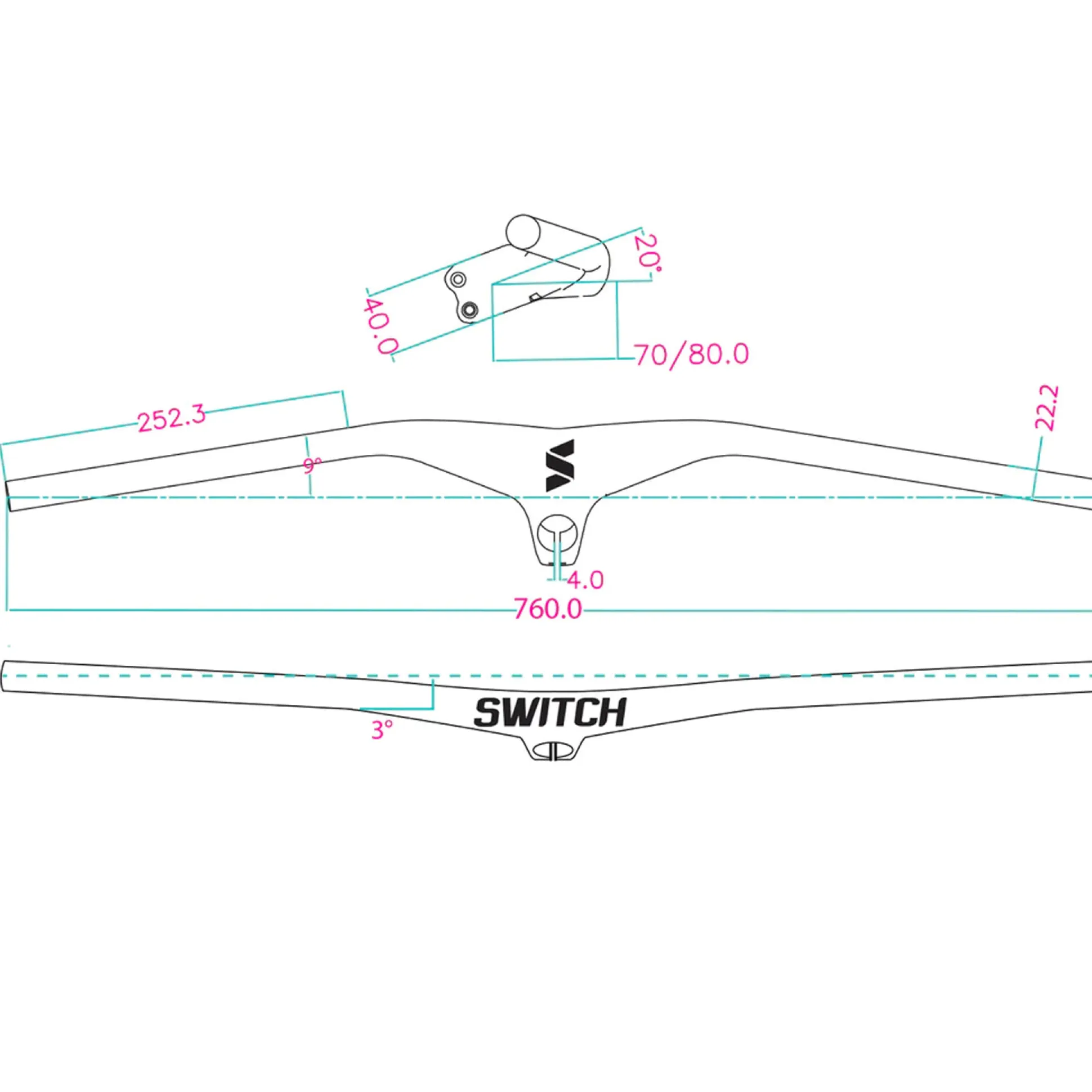 Manubrio integrato Switch Concorde - Nero